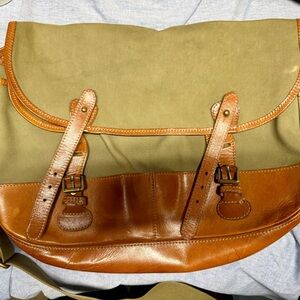 Banana Republic Tan and Brown Messenger Bag with Leather Accents